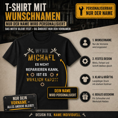 Funny T-Shirt Repair Personalised Desired Name DIY Gift
