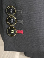 TED BAKER Blazer Boy's 14 Black with Gray Pick Stitching Wool Blend