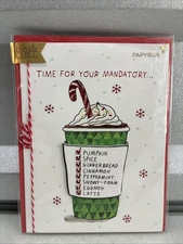 Papyrus Bird & Quill Pumpkin Spice Latte Holiday Greeting Card Christmas