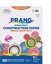 Formerly SunWorks Construction Paper, Bright White, 9" x 12", 50 Sheets