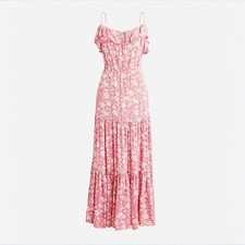 J.Crew Floral Tired Maxi Dress Womens M Pink Cottagecore Prairie Feminine NWT