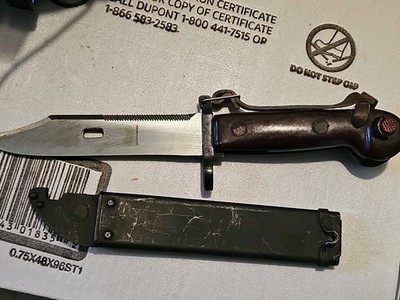 Vintage Romanian Bakelite Fixed Blade Bayonet Knife & Scabbard - Russian Style