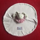 🇫🇷 Doudou plat rond souris Lila et Patachon blanc rose Moulin roty TTBE