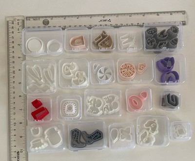 CC12b lot of 20 clay cutter Sets Boots Boho Candy Bow Animals Halloween earrings