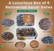 1 kg Premium Mixed Dates Box - 6 Saudi Varieties in 1 box Inc Ajwa & Medjool 11.99 per kilo