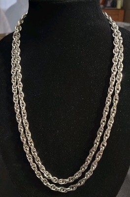 Eloxal Aluminum Silver Tone Chain 54''  Lightweight & Shiny Signed West Germany
