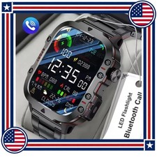Military Smart Watch Men 3ATM IP67 Fitness Tracker BT Calls GPS