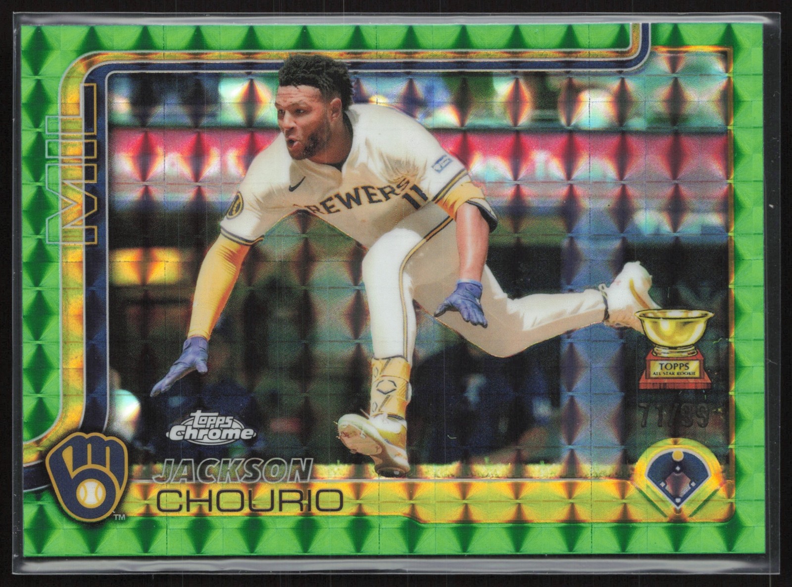 2025 Topps Chrome Jackson Chourio Green Geometric /99 #262 Milwaukee Brewers