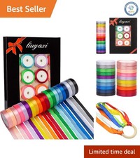 Vibrant 20 Color Satin Ribbons - 3/8 Inch by 5 Yard Rolls Perfect for Crafting