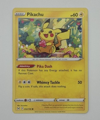 Pikachu 052/196 NM / M - Common - Lost Origin - Sword Shield Pokemon TCG