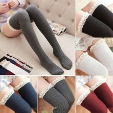 Girls Ladies Women Thigh High Over the Knee Socks Extra Long Cotton Stockings
