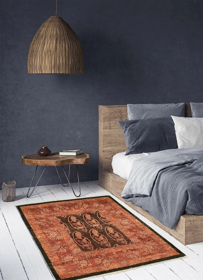 3'10" x 4'7" Hand Knotted Area Rug Traditional Oriental Wool Carpet - Image 2 of 4