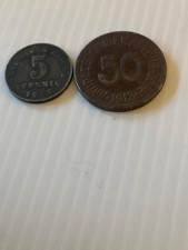 Germany Two Coins from 1917/8 5pf and 50pf in Fair condition