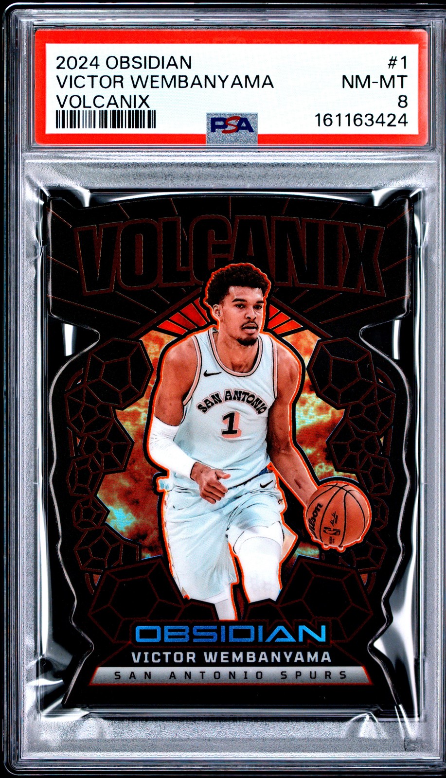 2024-25 PANINI OBSIDIAN VOLCANIX #1 VICTOR WEMBANYAMA PSA 8 view 1