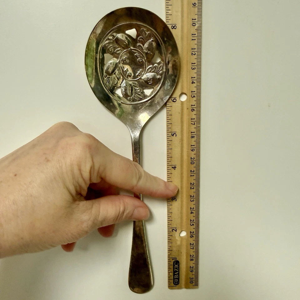 Cuchara para servir bayas detallada vintage Sheffield Silver Company Foto 3 de 3