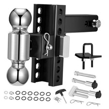 Adjustable Trailer Hitch, Fits 2" Receiver, 6" Drop/Rise, 2"  2-5/16" Ball