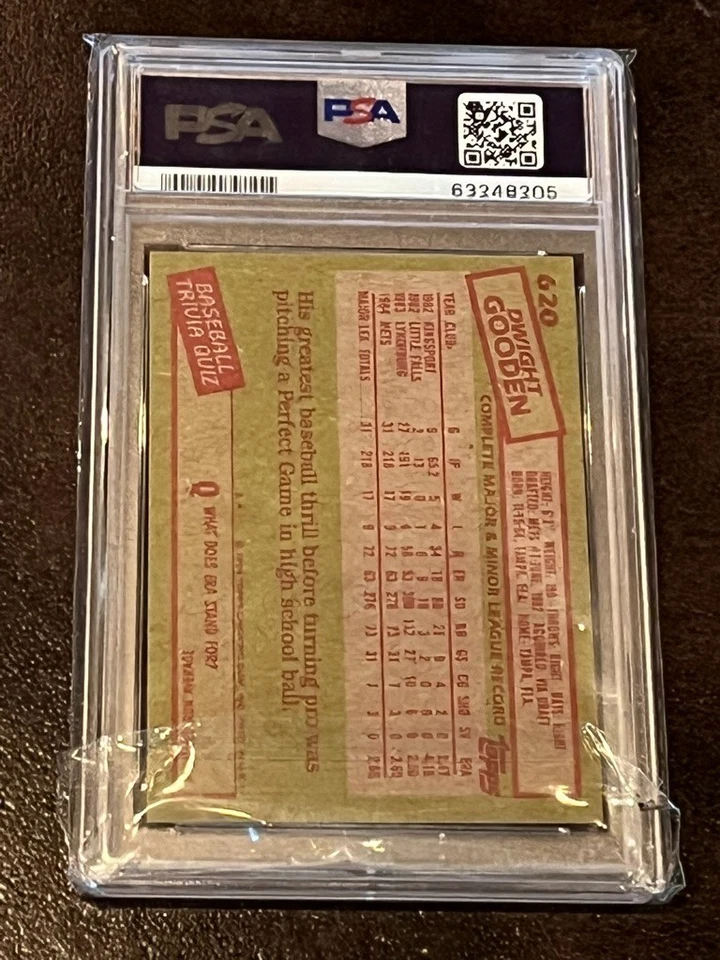 Topps #620 1985 Dwight Gooden PSA/ADN 9 como nuevo novato auténtico 10 automático en tarjeta Mets Foto 2 de 2