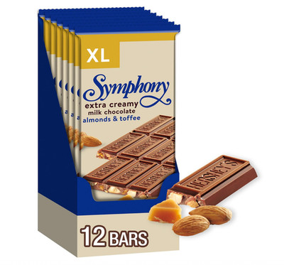 HERSHEY'S SYMPHONY Chocolate Almond Toffee XL Candy Bars 4.25 oz 16 Pieces 12...