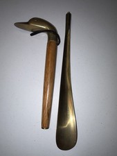 Vintage 1960's shoehorn featuring a charming brass duck head handle 21.5  