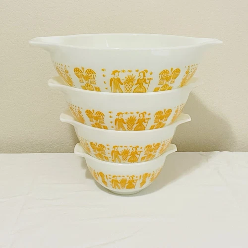 Vintage Pyrex Amish Butterprint Orange Pumpkin #441-#444 RARE! Set - Picture 1 of 23