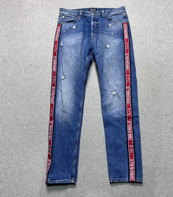 Jack & Jones Fred Tapered Leg Jeans Mens 31 X 32 Distressed Medium Wash Denim
