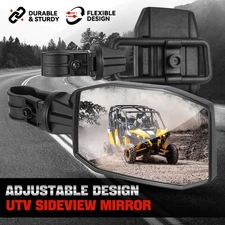 Pair Universal Foldable Roll Cage Bar Mount UTV Rear View Side Mirrors w/ Clamp