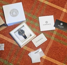 Authentic Versace Women's Black Dial Leather Band Watch - VE2K00221 ($1430 MSRP)