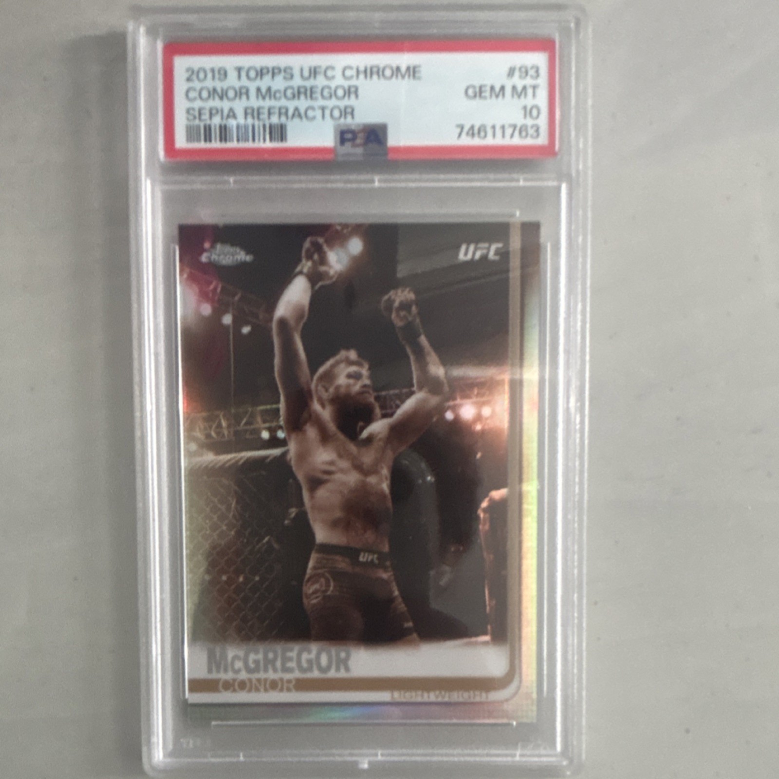 2019 Topps Chrome UFC Conor McGregor #93 Sepia Refractor PSA 10