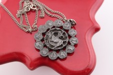 Vintage pewter Capricorn astrology zodiac sign Horoscope pendant necklace 18"