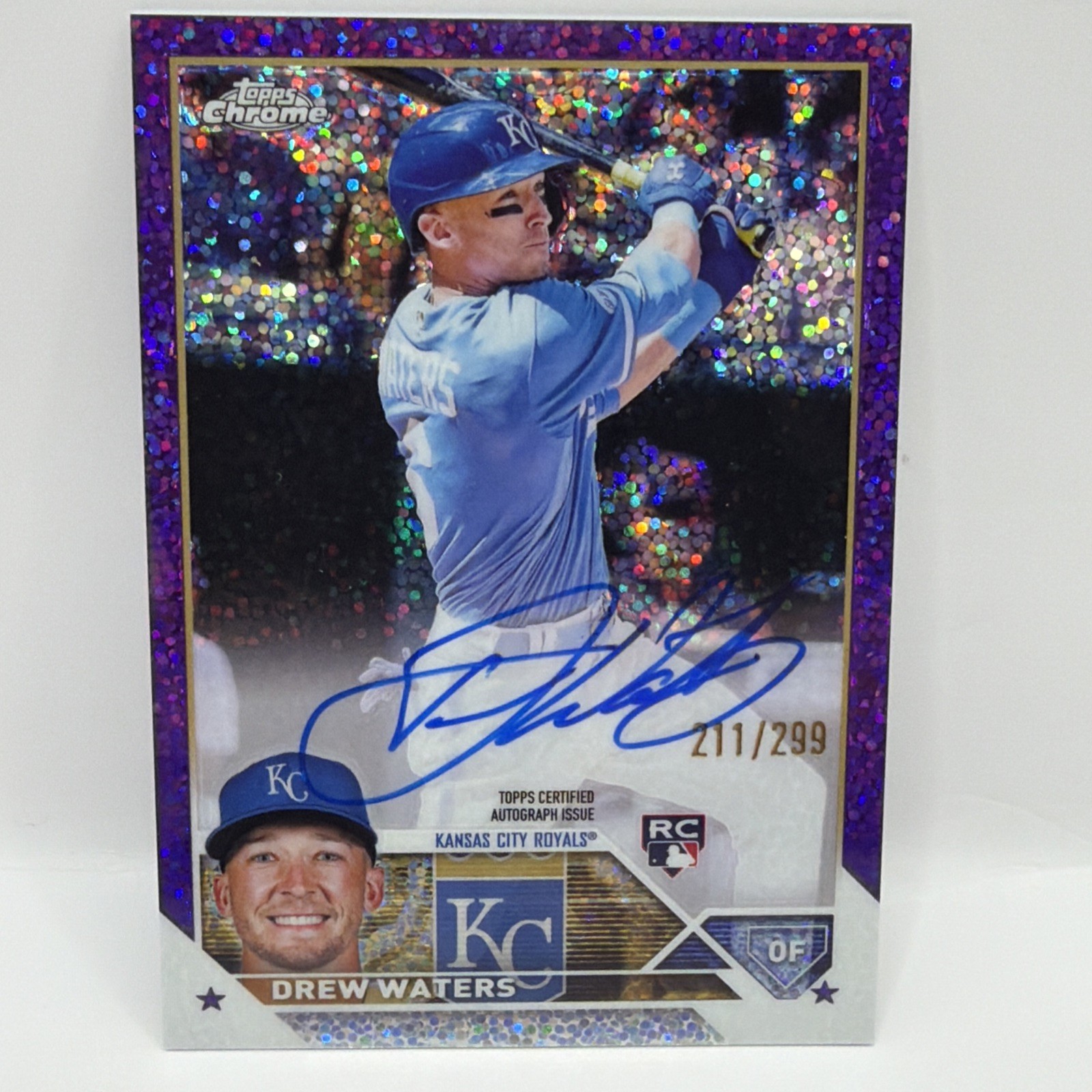 Drew Waters 2023 Topps Chrome Rookie Auto Purple Speckle Refractor /299 #RA-DW