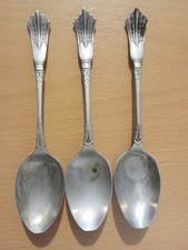 3x Vintage Teaspoons Nickel Silver Decorative Design