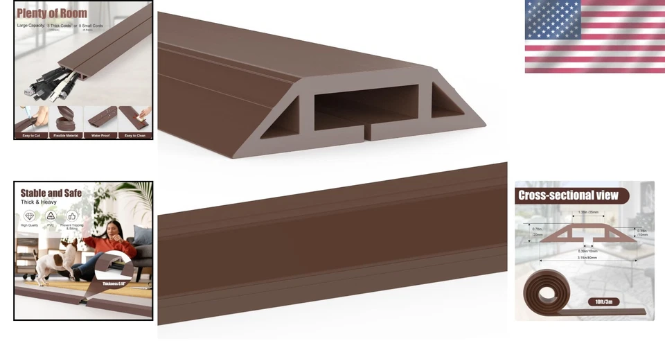 Cubierta de cable de piso de alta resistencia de 10 pies - Protector de cable duradero para seguridad y estilo Foto 2 de 4