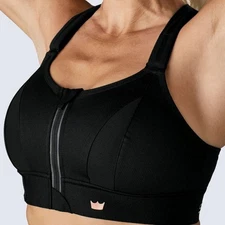 Shefit Ultimate Sports Bra High Impact Size 1Luxe Front Zip Padded Black NEW