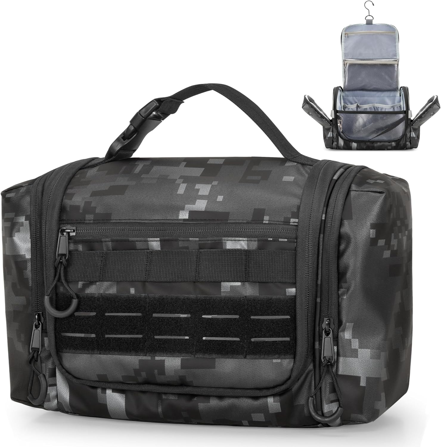 Tactical Hanging Toiletry Bag for Men - Large Hygienic Travel Dopp Kit