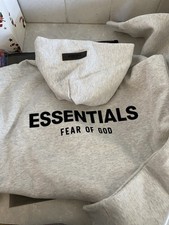 ESSENTIALS Fear of God Gray Pullover Hoodie Sweatshirt Women Solid Regular