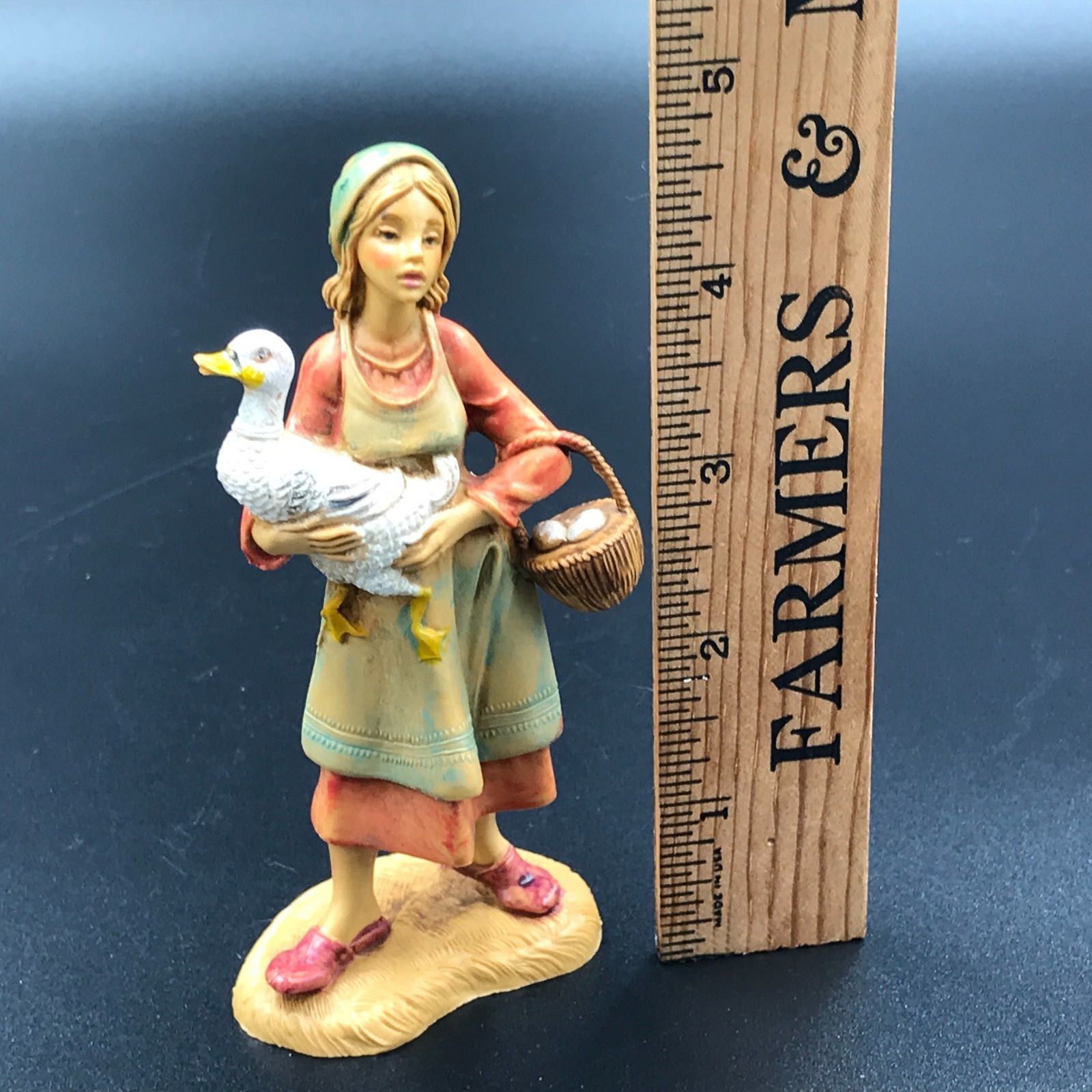 Fontanini Nativity 5" Deborah Holding Goose & Egg Basket 1983 Depose Italy 110