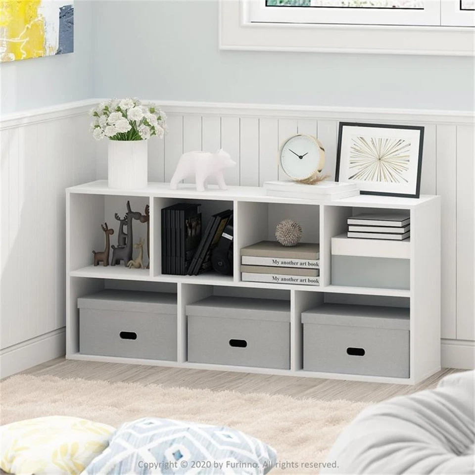 Furinno Luder Engineered Wood 7-Cube Reversible Open Shelf in White - Image 2 of 4