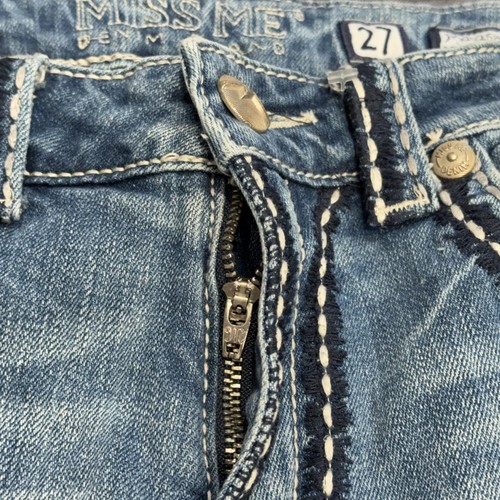 Miss Me Shorts Womens 27 Blue Denim Boyfriend Bermuda Distressed JPB1026BM-3 - Picture 4 of 16