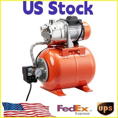  1HP Stainless Steel Shallow Well Pump with Pressure Tank,Winter Proof for Home