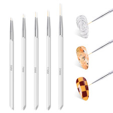 5Pcs Transparent Nail Art Liner Brushes for Nails Fine Drawing Sizes 5/7/9/11/20