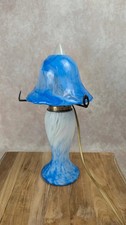 Lampe champignon en pâte de verre bleu