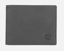 NEW Timberland Men's Genuine Leather Passcase Wallet Bifold GRAY w/ BOX