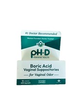 pH-D Feminine Health 600 mg Boric Acid Suppositories 12 Count Exp 1/2027