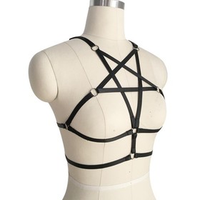 Women's Strappy Cage Bra - Sexy Cupless Bralette, Adjustable 0 Short, Black 