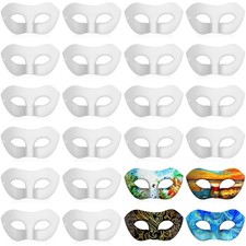 Leyndo 48 Pcs Paper Mache Mask Half Face as the pictures shown, White