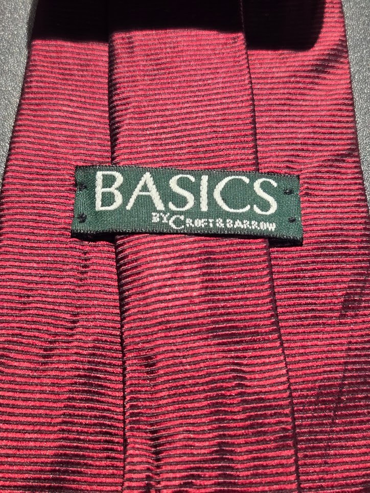 Basics Maroon Stripe Patterned 100% Silk Tie Made in USA image 4