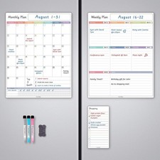 ALEZEL Magnetic Fridge Calendar Whiteboard, Dry Erase Refrigerator Calendar Set