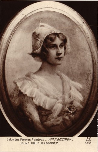 CPA Salon Femmes Peintres Mlle T. GAUDRION Jeune Fille au Motorhaube (706379)