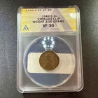 1942 s wheat penny Error Graded Vf 30 - Straight Clip