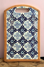 Pier 1 Imports Blue White Ceramic Serving Board Cheese Charcuterie- Moroccan Art